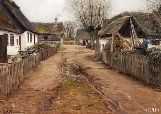 Scène de village au début du printemps - Hans Andersen Brendekilde - Reproductions de tableaux et peintures haut de gamme