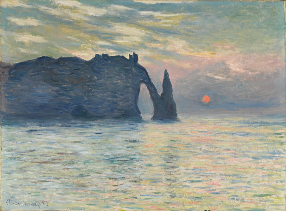 Soleil couchant à Étretat - Claude Monet image 1 reproduction de peinture à l’huile