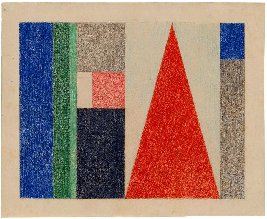 Grand triangle. Composition verticale-horizontale, peinture de Sophie Taeuber-Arp