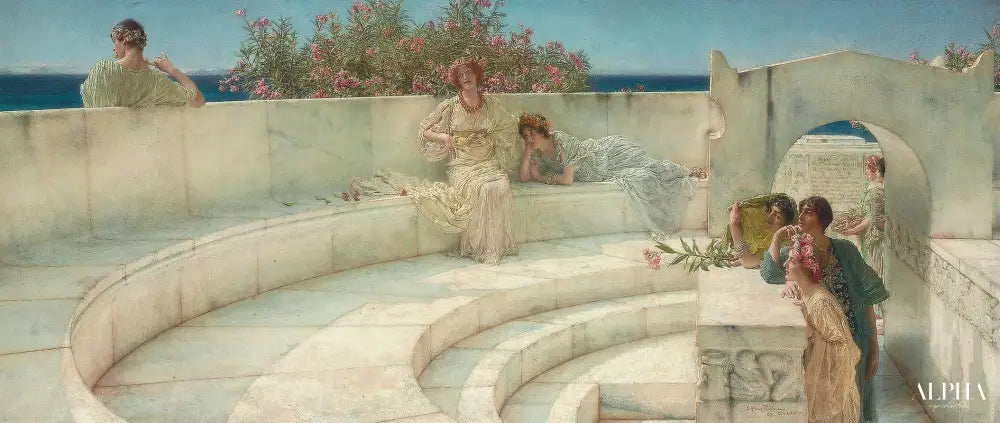 Sous le toit du temps bleu ionien - Lawrence Alma-Tadema Reproductions de tableaux à la peinture à l’huile