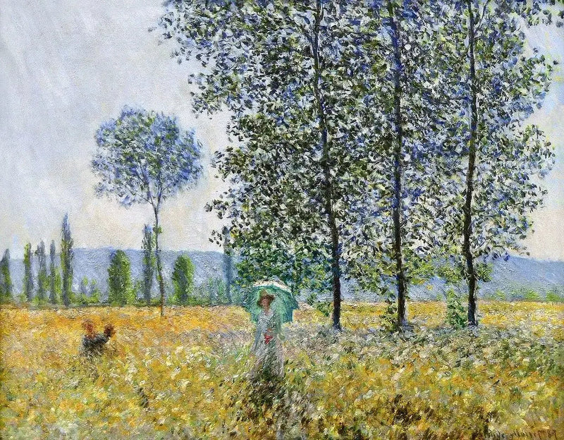 पॉपलर के नीचे, धूप का प्रभाव - Claude Monet