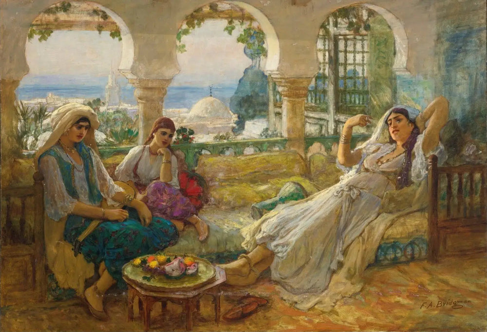 Sur la terrasse - Frederick Arthur Bridgman image 1 copie de tableau peinte à la main