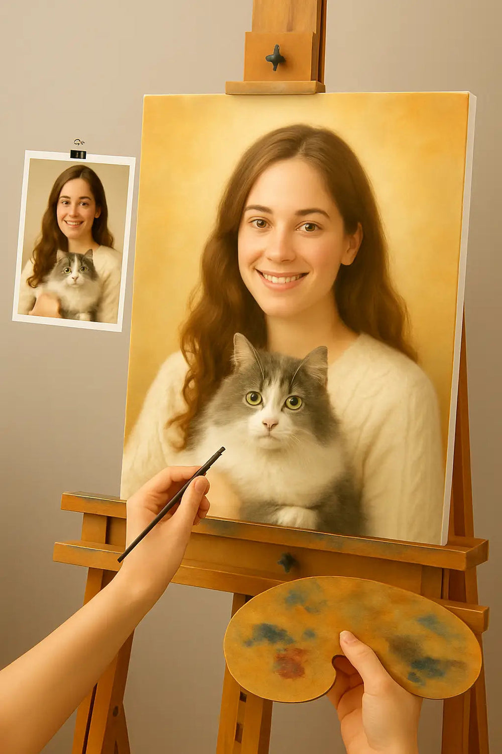 🎨 Tableau personnalisé - Animal et Personne – Peinture à l’Huile Unique image 1 reproduction réalisée par Alpha Reproduction