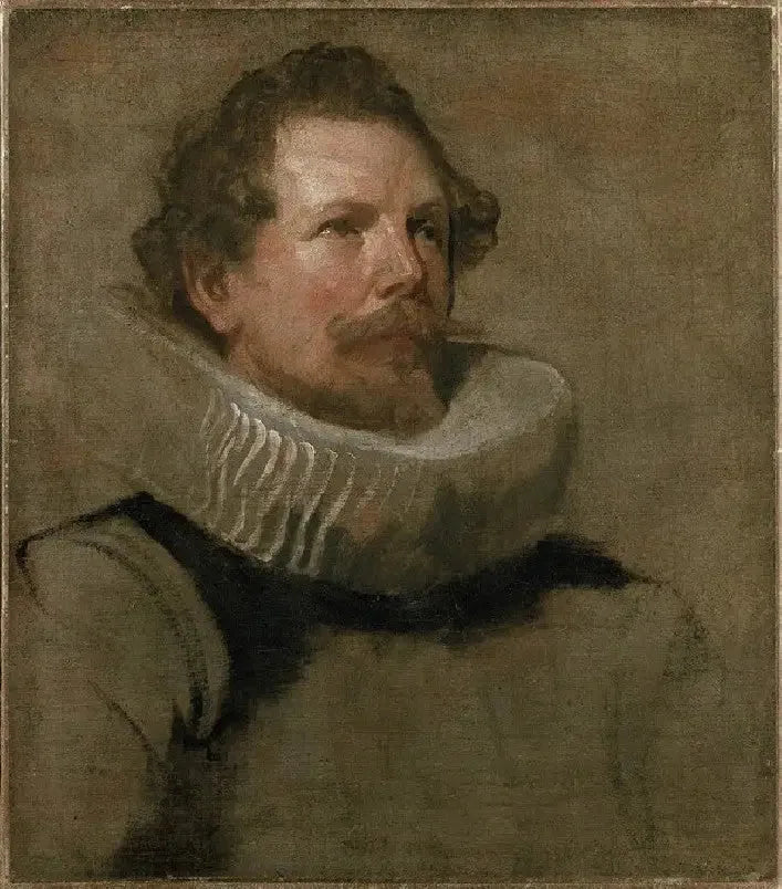 दाढ़ी वाले आदमी का सिर जो एक रिंग-आउट के साथ है - Antoine van Dyck
