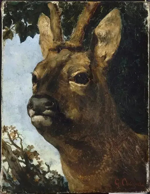 हिरण का सिर - Gustave Courbet