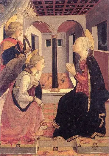 The Annunciation with Saint Julian - Fra Filippo Lippi image 1 copie de tableau peinte à la main