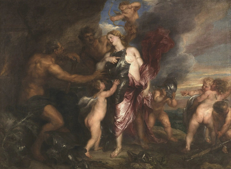 थेटिस वल्केन की भट्ठी में Achilles का नया कवच प्राप्त करता है - Antoine van Dyck
