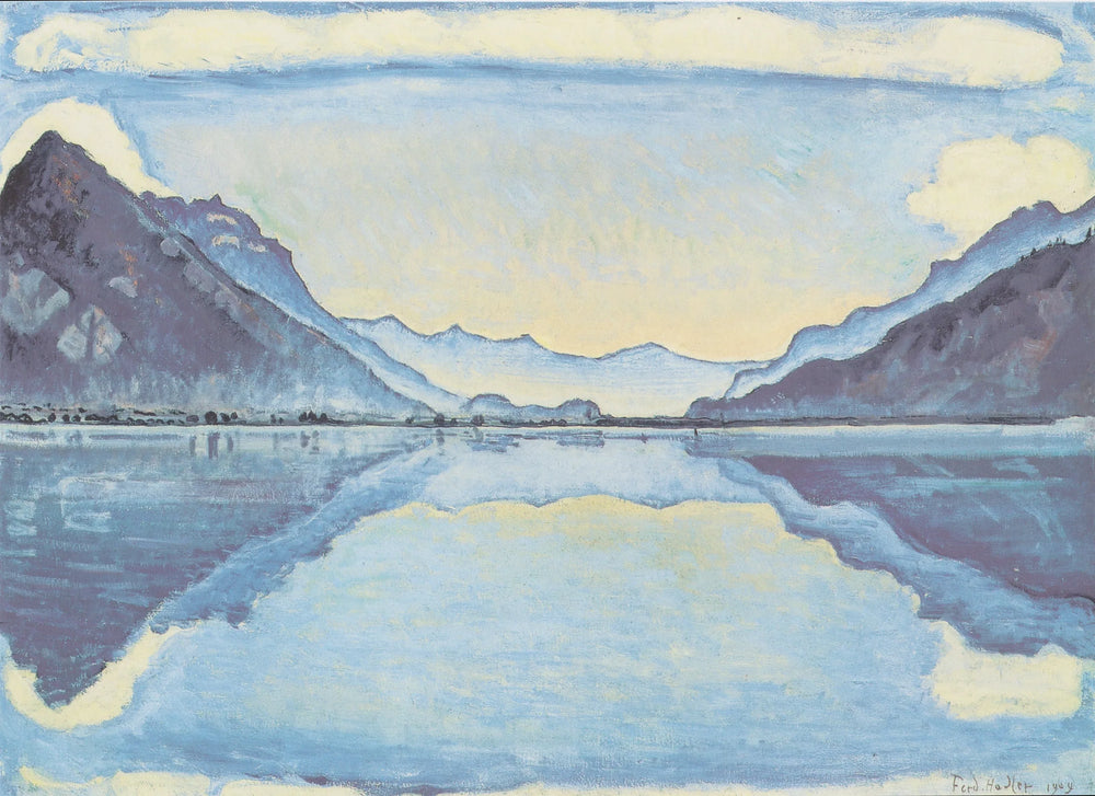 Thunersee mit symmetrischer Spiegelung - Ferdinand Hodler image 1 copie peinte à la main à l’huile