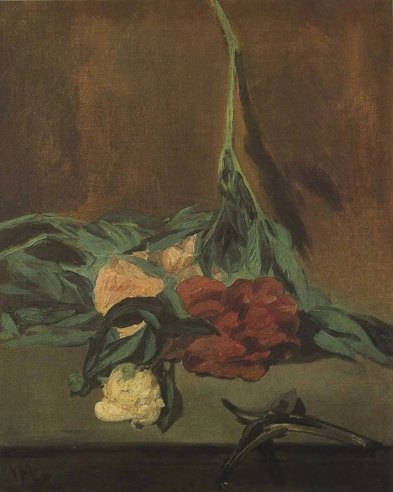 पीओनी की टहनी और कैंची - Édouard Manet