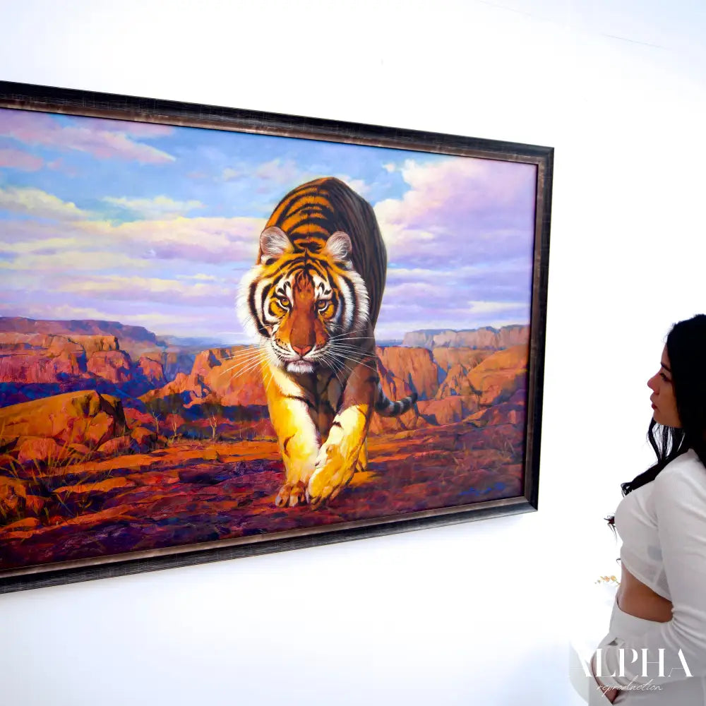 Tiger on the Hunt – Somchai | 150 x 100 cm Reproductions de tableaux à la peinture à l’huile