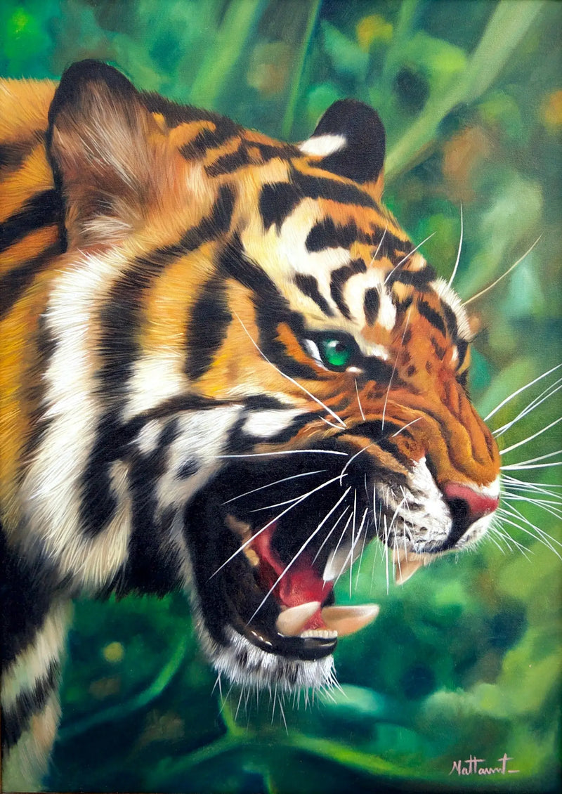 हरी आँखों वाला बाघ | 50 x 70 सेमी