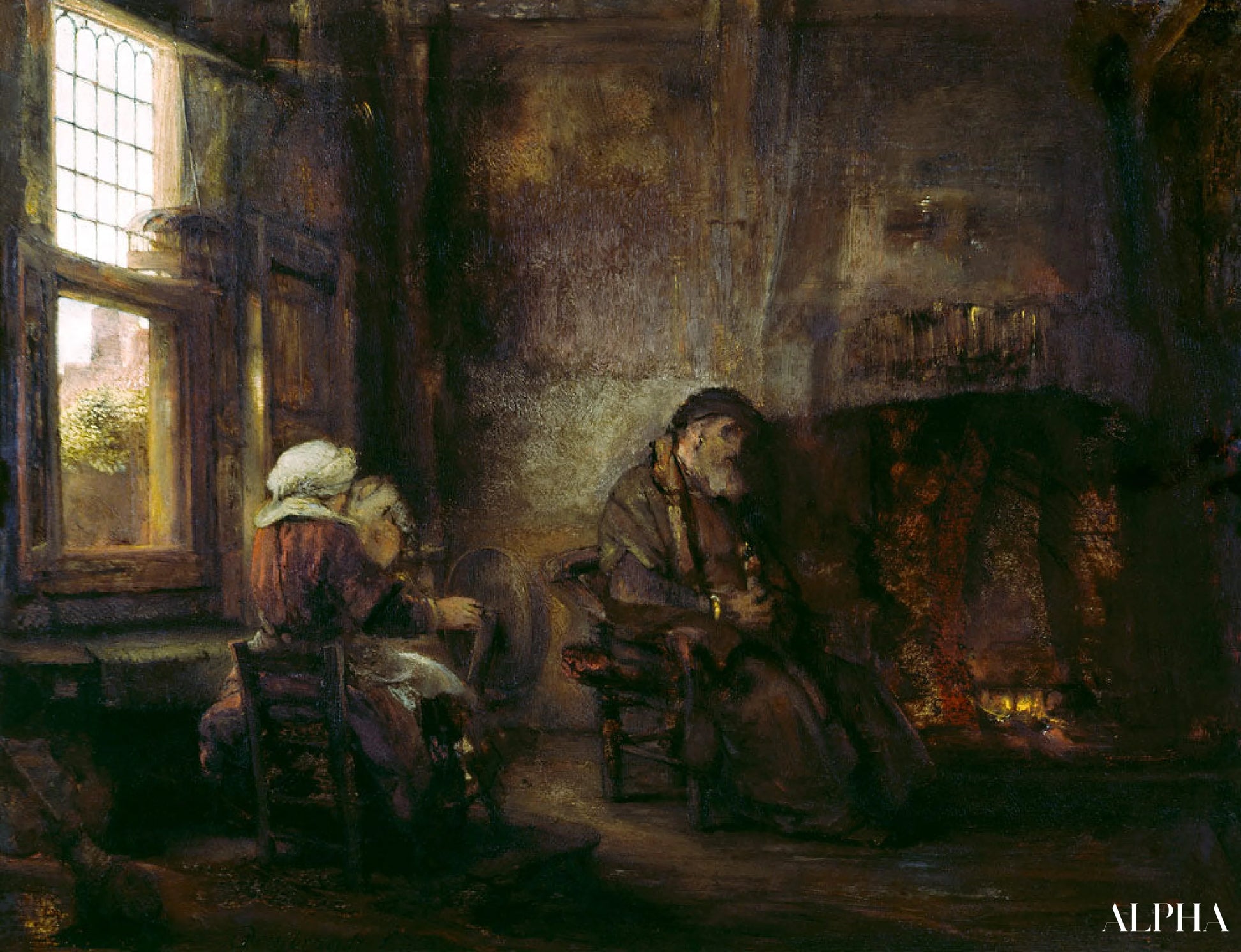 टोबित और अन्ना अपने बेटे की वापसी का इंतजार कर रहे हैं - Rembrandt van Rijn - उच्च गुणवत्ता वाली चित्रकला और पेंटिंग की प्रतियां