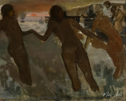 Trois filles se baignant - Edgar Degas - Reproductions de tableaux et peintures haut de gamme