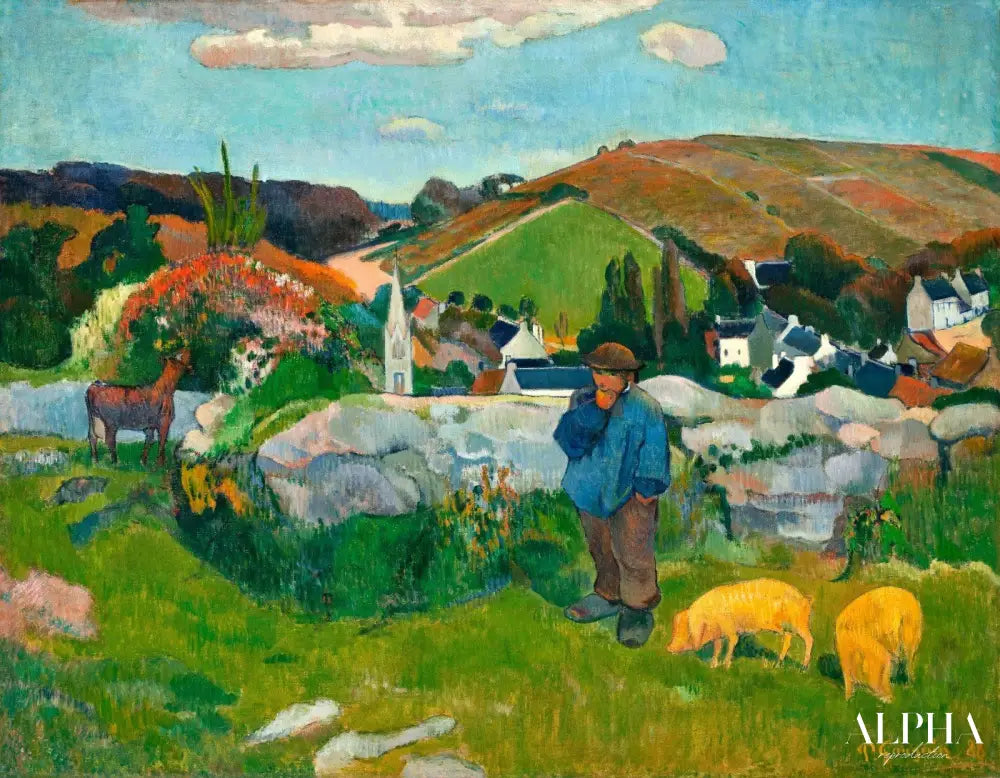 Troupeau de cochons en Bretagne - Paul Gauguin - Reproductions de tableaux et peintures haut de gamme