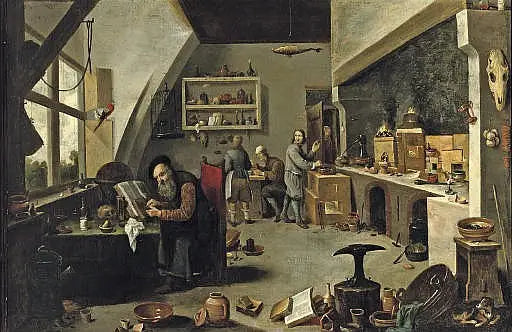 Un alchimiste dans son atelier - David Teniers le Jeune - Alpha Reproduction