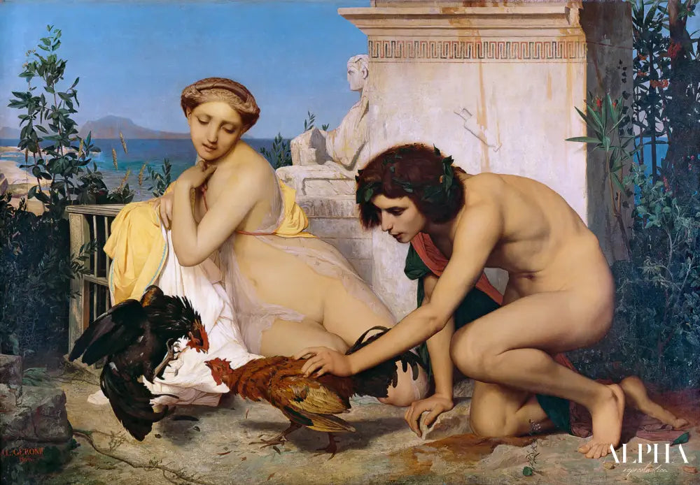 Un combat de coqs - Jean-Léon Gérôme - Reproductions de tableaux et peintures haut de gamme