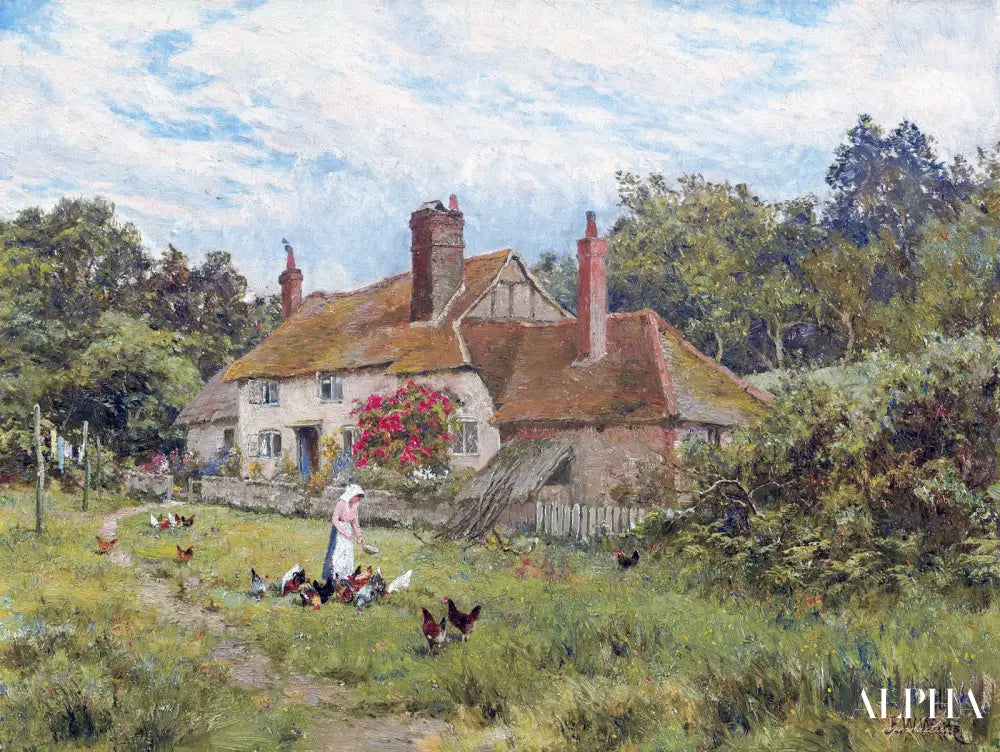 Un cottage du Surrey en juin - Edward Wilkins Waite - Reproductions de tableaux et peintures haut de gamme