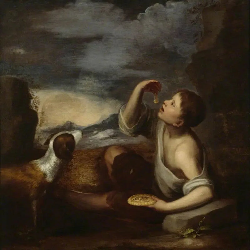 एक स्पेनिश लड़का एक कुत्ते के साथ - बारटोलोमे़ Esteban Murillo
