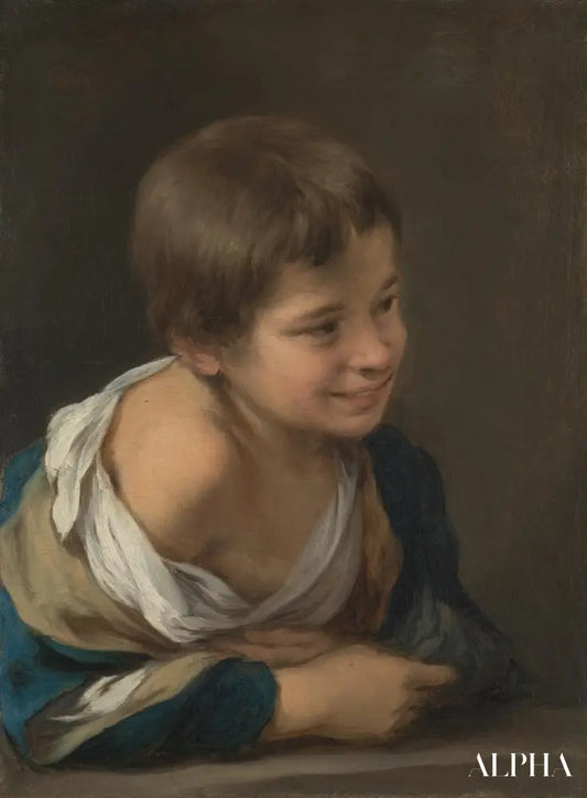 Un garçon paysan appuyé sur un seuil - Bartolomé Esteban Murillo - Reproductions de tableaux et peintures haut de gamme