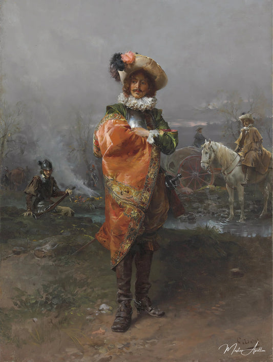 Un gentilhomme au manteau - Cesare-Auguste Detti Reproductions de tableaux à la peinture à l’huile