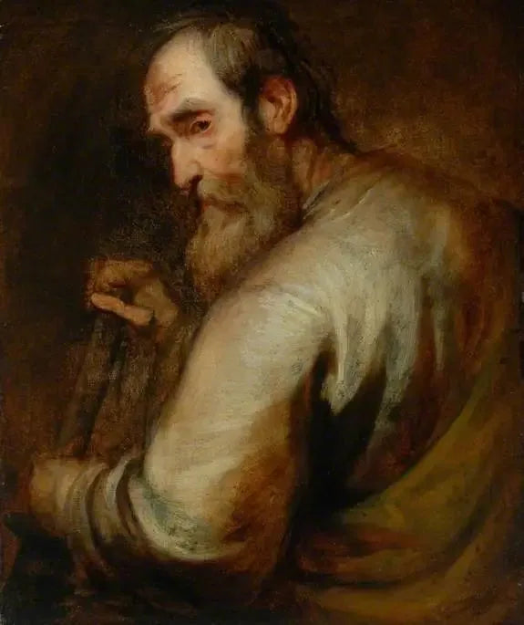 एक आदमी जो एक फावड़ा पर झुका हुआ है - Antoine van Dyck