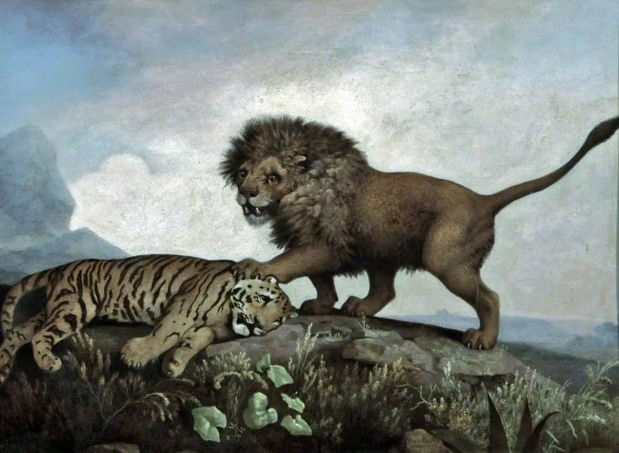 एक सिंह और एक बाघ - जॉर्ज स्टब्स