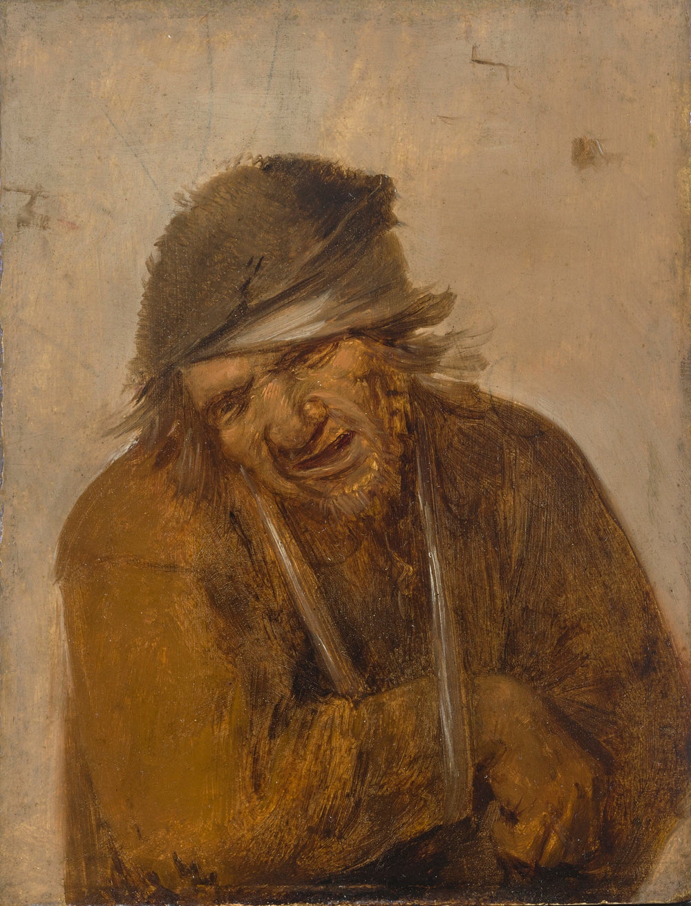 Un paysan grimaçant, le bras en écharpe - Adriaen Brouwer image 1 reproduction de peinture à l’huile