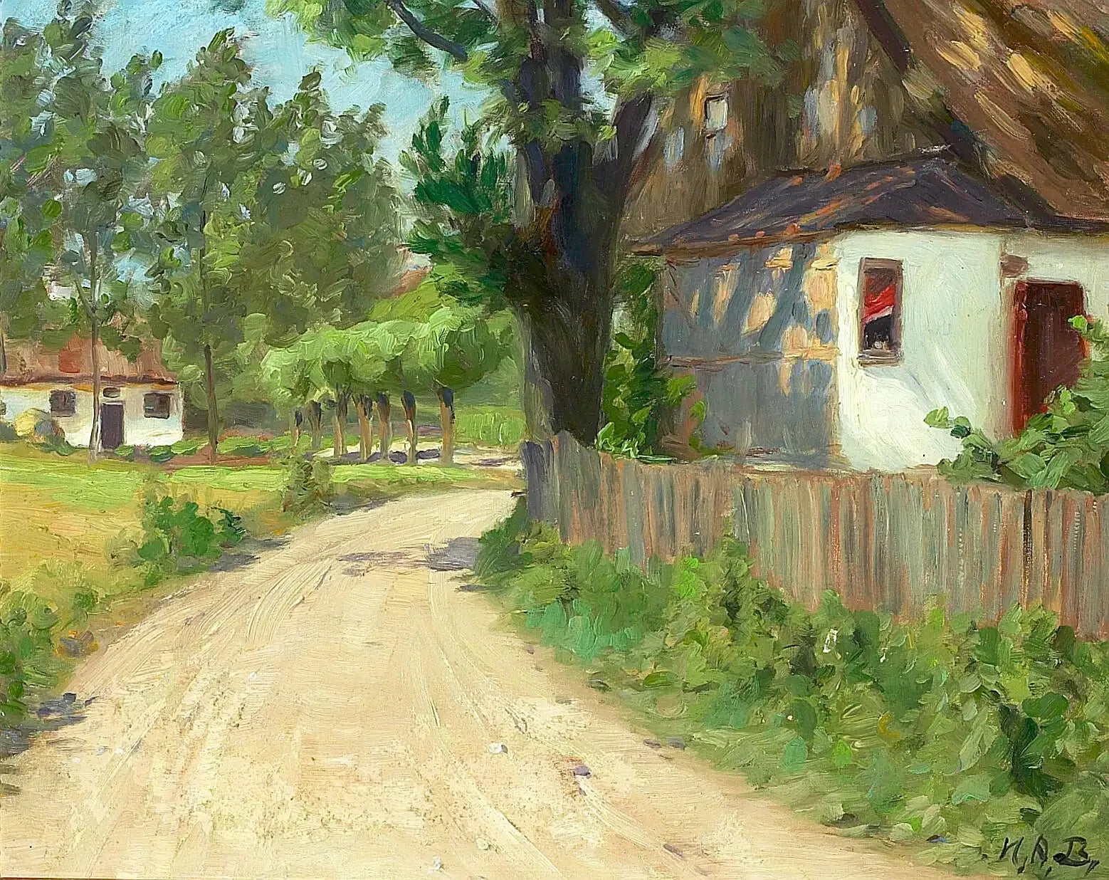 Une journée d'été dans un village de Fionie. - H. A. Brendekilde image 1 reproduction de peinture à l’huile