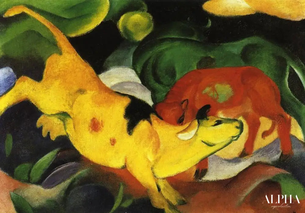 Vaches Rouge Vert Jaune - Franz Marc - Reproductions de tableaux et peintures haut de gamme