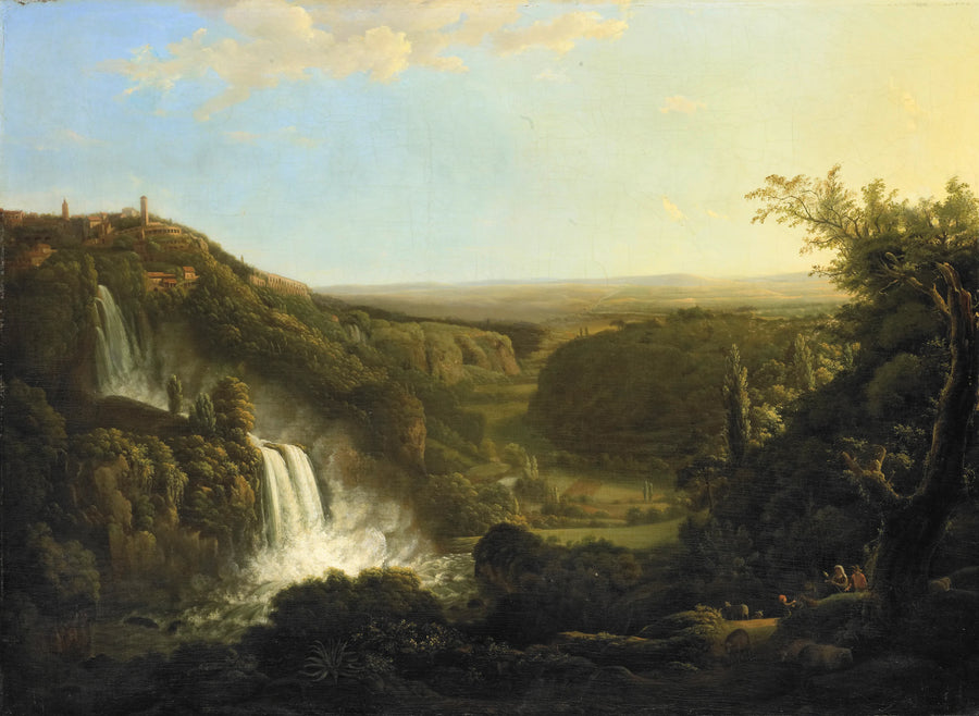 La vallée d'Anio avec les cascades de Tivoli. - Cornelis Apostool