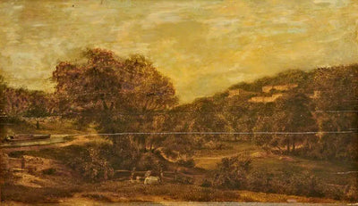 Vallée boisée avec un ruisseau et des maisons à flanc de colline - John Constable - Alpha Reproduction