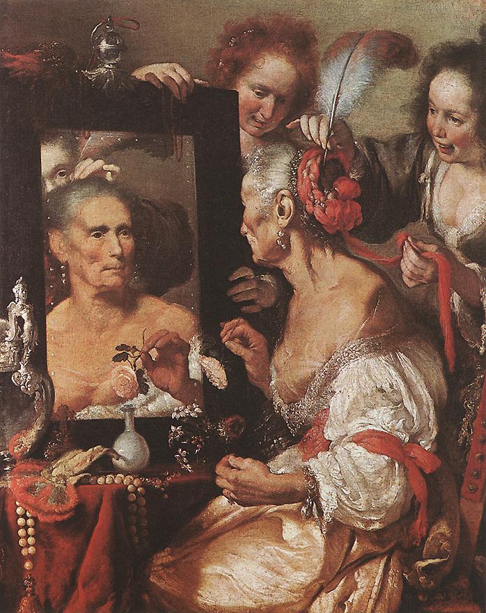 Vanitas (Vieille Coquette) - Bernardo Strozzi image 1 reproduction artisanale de tableau