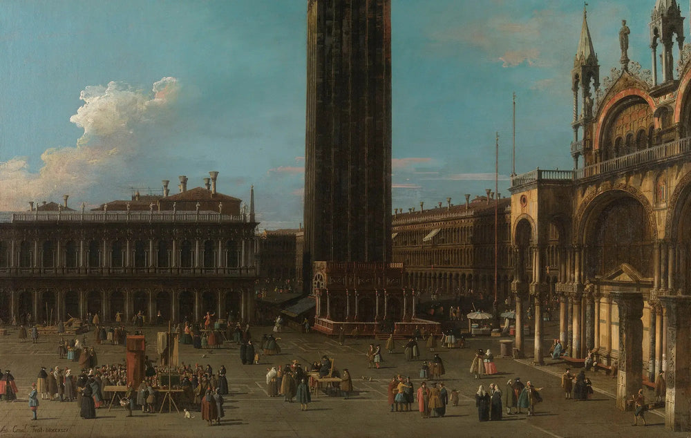 Venise : la Piazza de la Piazzetta avec le campanile et le côté de San Marco - Canaletto image 1 reproduction d’œuvre d’art à l’huile