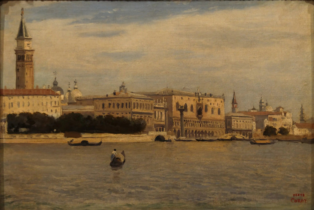 Venise, les quais vus de la Douane de mer - Jean-Baptiste Camille Corot image 1 copie de tableau peinte à la main