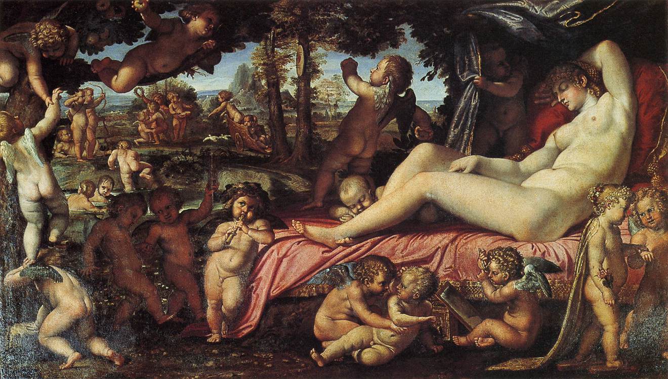 Vénus endormie avec des amours - Annibale Carracci image 1 copie peinte à la main à l’huile
