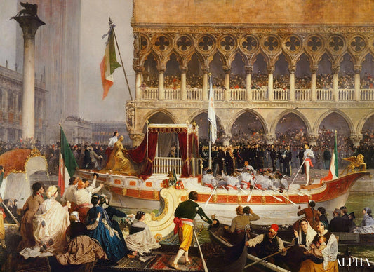 Victor Emmanuel II entrant à Venise le 7 novembre 1866 - Gerolamo Induno Reproductions de tableaux à la peinture à