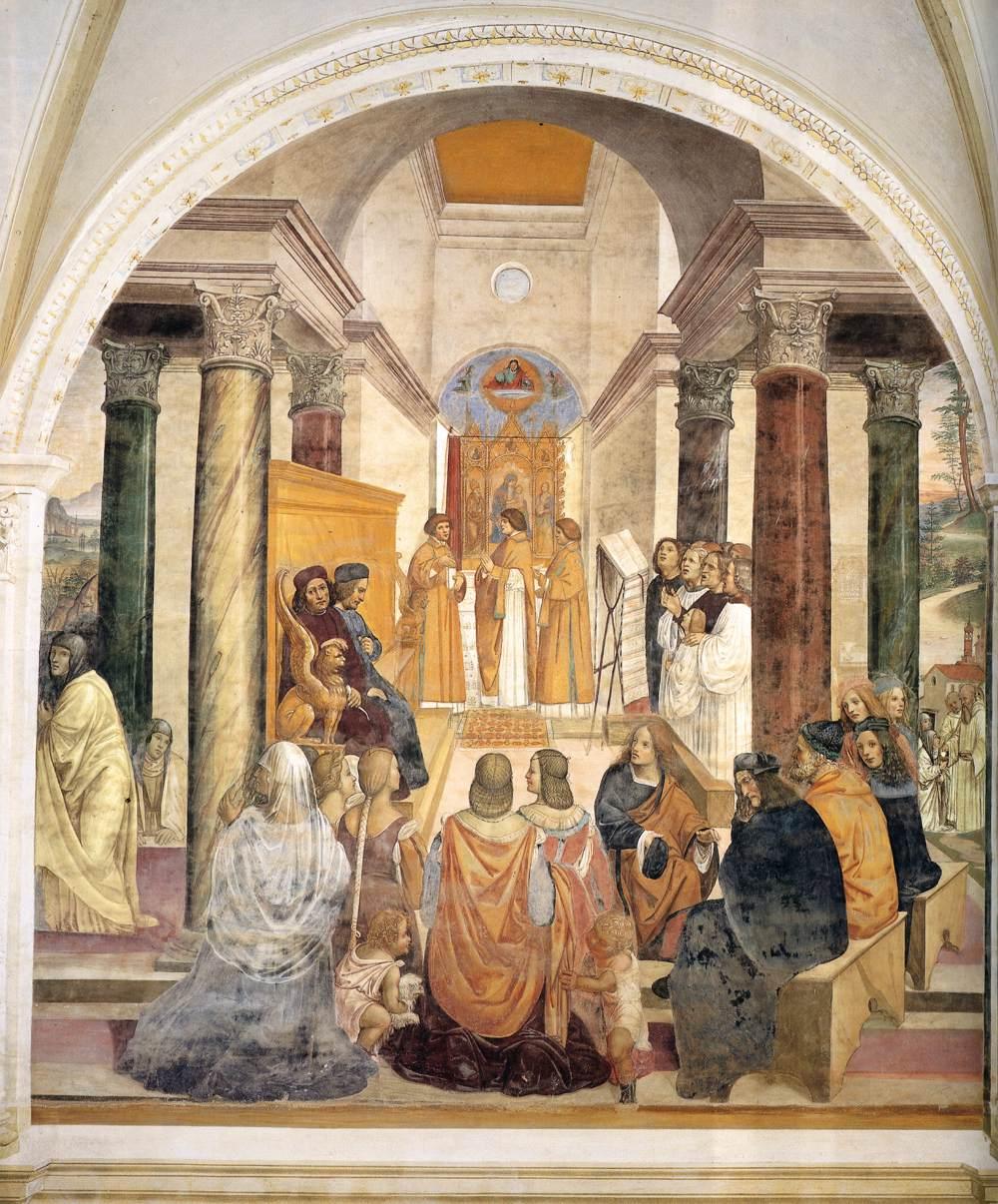 Vie de saint Benoît, scène 33 : Benoît accorde l’absolution posthume à deux religieuses - Il Sodoma (Giovanni Antonio Bazzi) image 1 reproduction artisanale de tableau