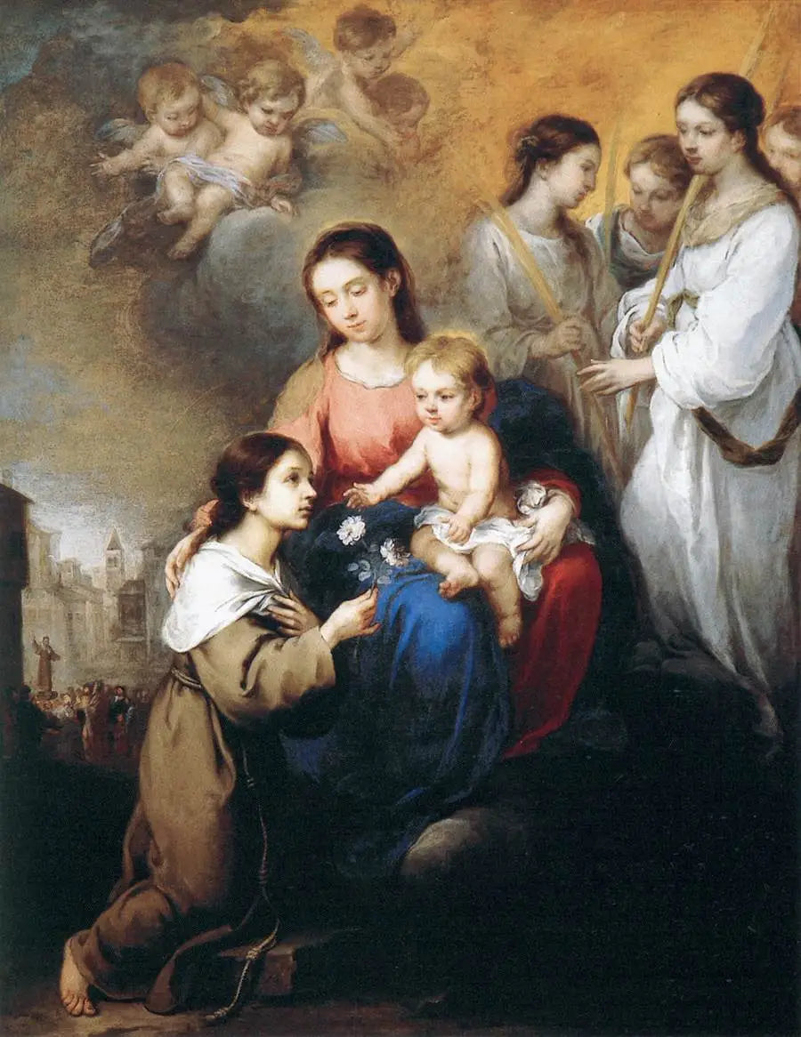 वर्जिन मैरी के साथ बच्चे और वेटरब की सेंट रोज़ - बारटोलोमे़ Esteban Murillo