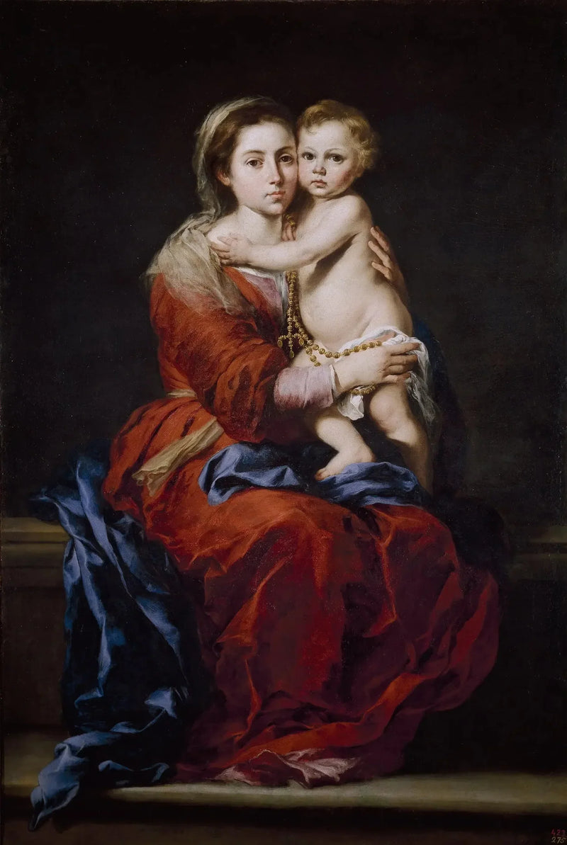 बच्चे के साथ कुमारी माँ और माला - बारटोलोमे़ Esteban Murillo