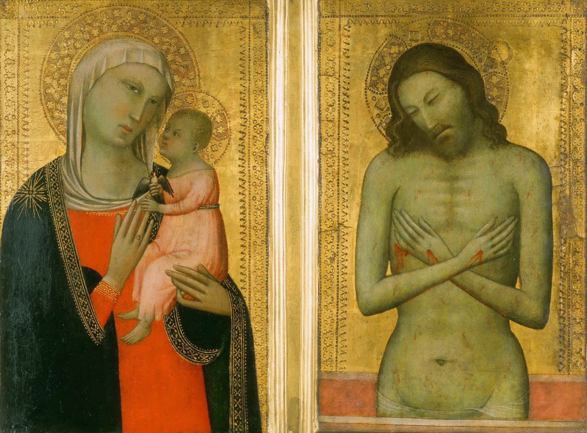 Vierge à l'Enfant ; Christ de douleur - Allegretto Nuzi image 1 reproduction réalisée par Alpha Reproduction