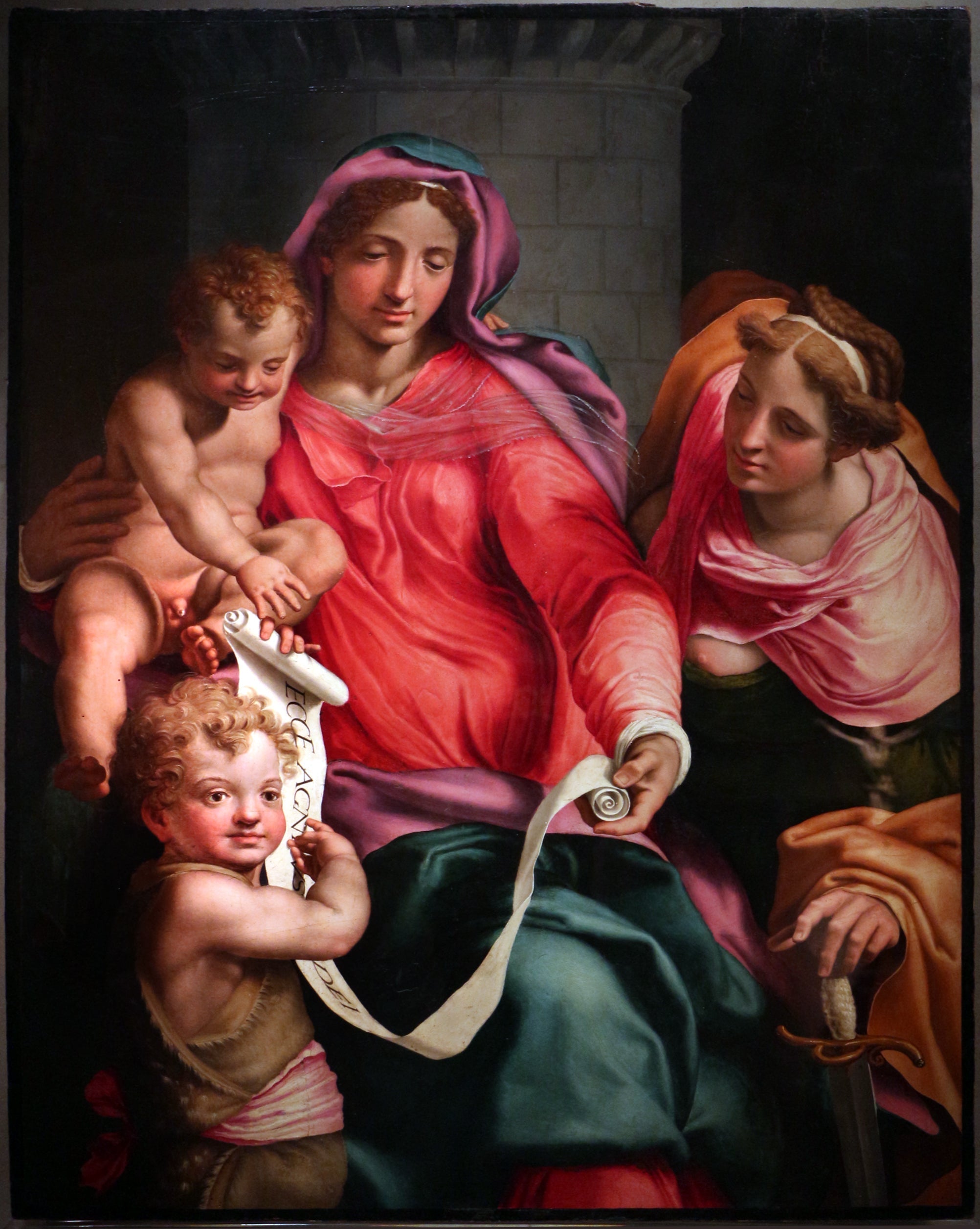 Vierge à l'Enfant, Saint Jean-Baptiste enfant et Sainte Barbara - Daniele da Volterra image 1 tableau peint à l’huile sur toile