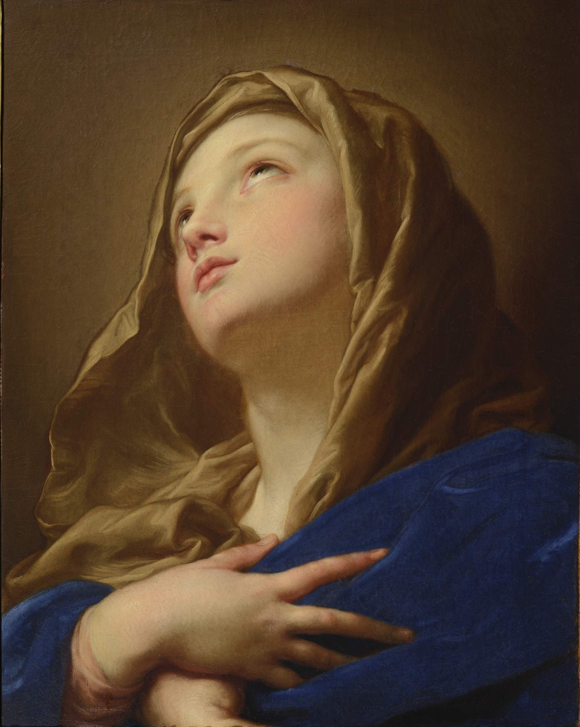 Vierge en buste les mains croisées sur la poitrine - Pompeo Batoni image 1 copie peinte à la main à l’huile
