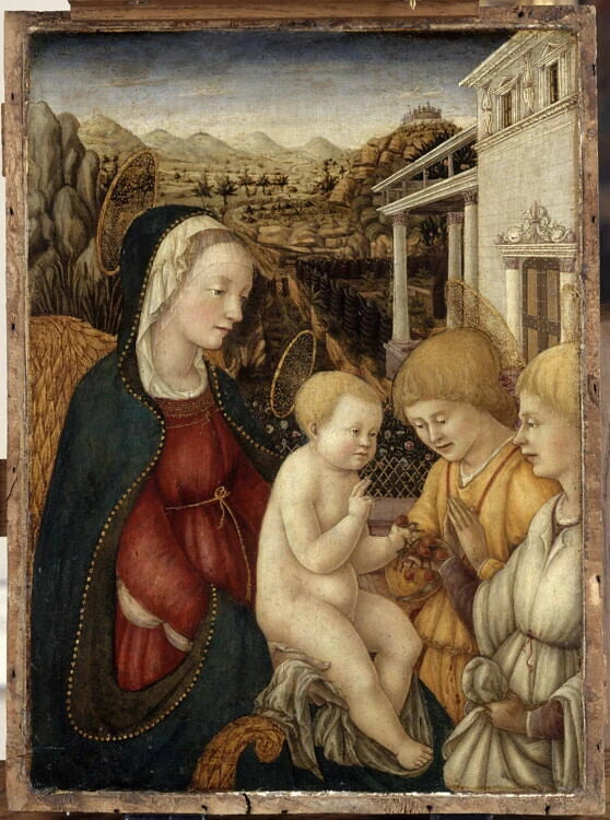 La Vierge et l'Enfant avec deux anges - Artiste inconnu