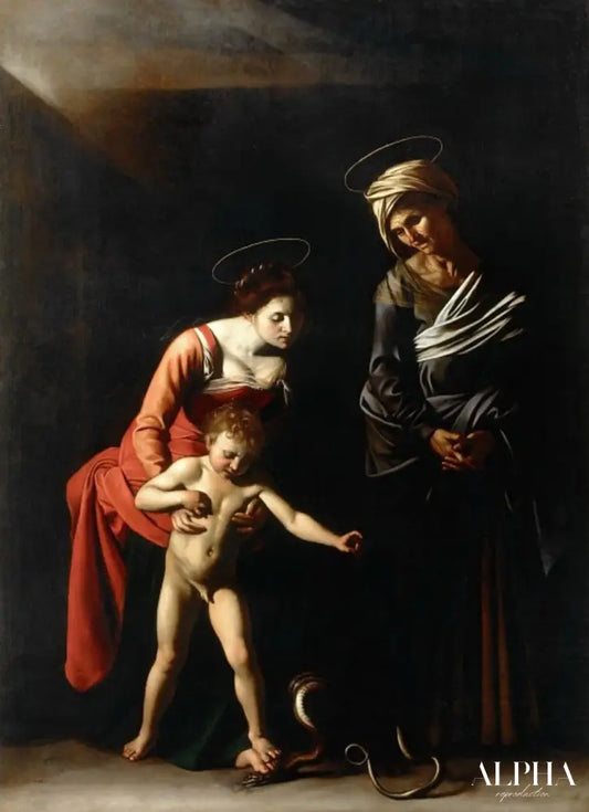 Vierge et enfant avec un serpent - Caravage - Reproductions de tableaux et peintures haut de gamme