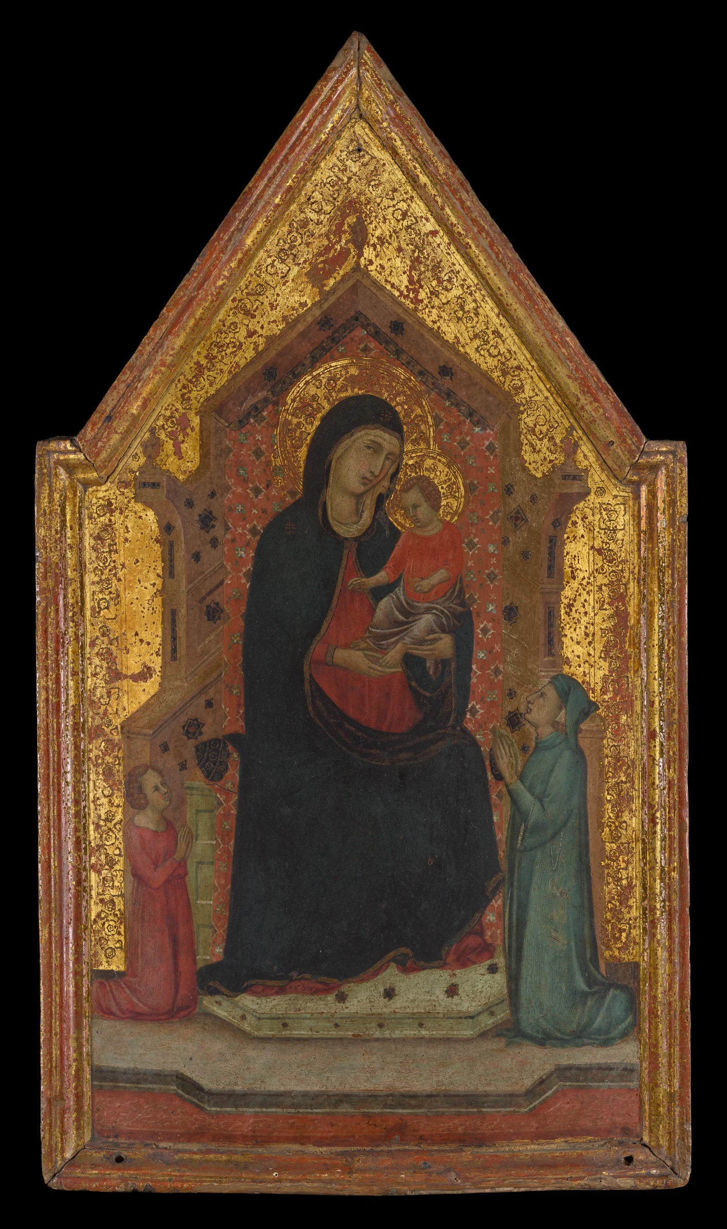 La Vierge et l'Enfant sur un trône avec deux donateurs - Goodhart Ducciesque Master