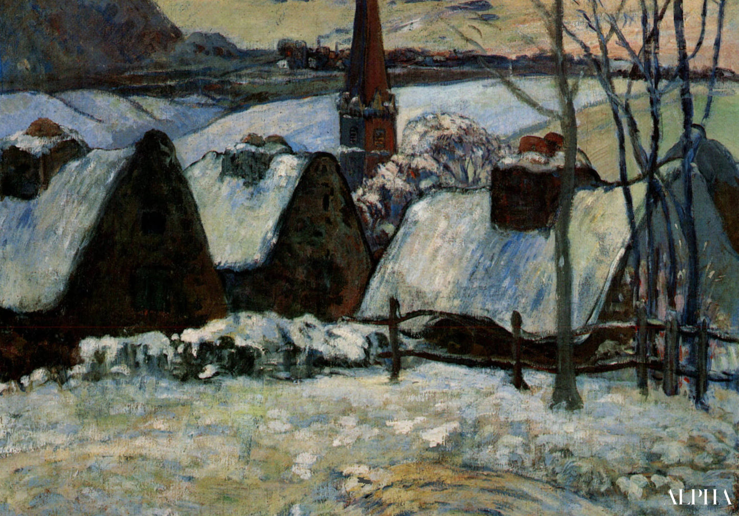 Village breton sous la neige - Paul Gauguin - Reproductions de tableaux et peintures haut de gamme