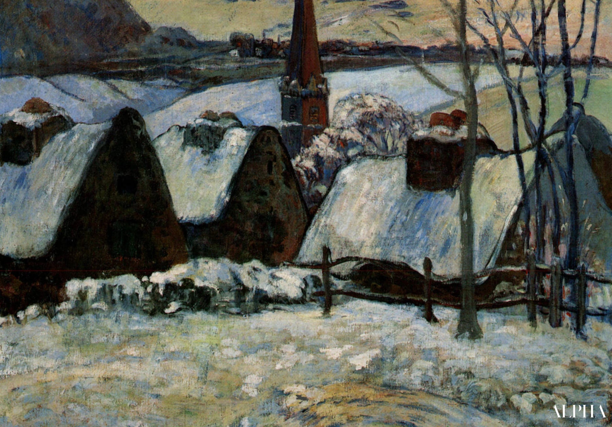 Village breton sous la neige - Paul Gauguin - Reproductions de tableaux et peintures haut de gamme