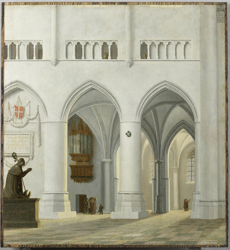 Vue du chœur de l’église Saint-Bavon à Haarlem avec la tombe fictive d’un évêque - Pieter Jansz Saenredam