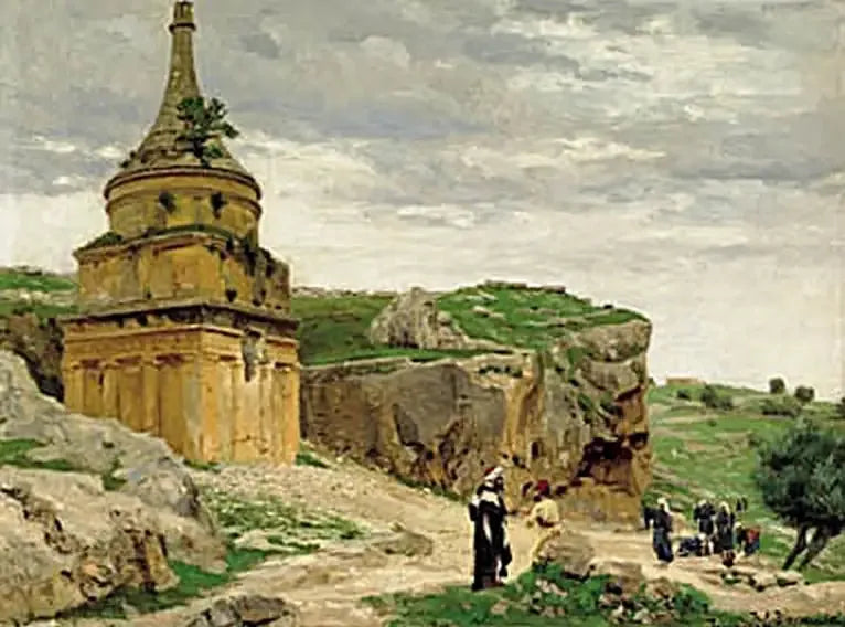 अब्सलामम की कब्र के साथ सेड्रोन घाटी का दृश्य, यरूशलेम के पास। - H. A. Brendekilde
