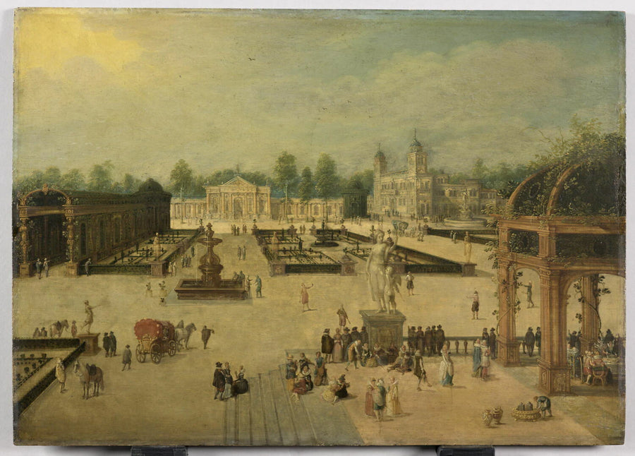 Vue de fantaisie des jardins et de la Villa Médicis à Rome - Louis de Caulery
